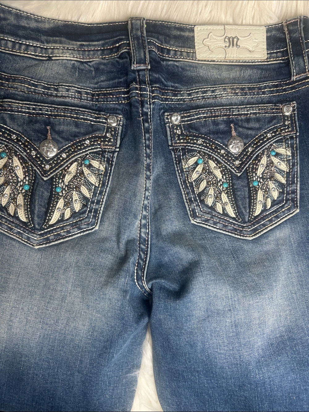 Miss Me Jeans Women's Size 30 Hailey Skinny Jeans Embellished Embroidered Bling